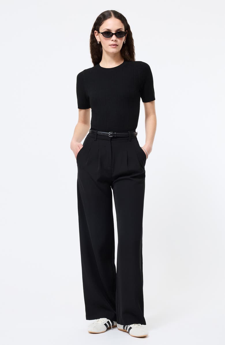 French Connection Marley Wide Rib Top, Alternate, color, Black
