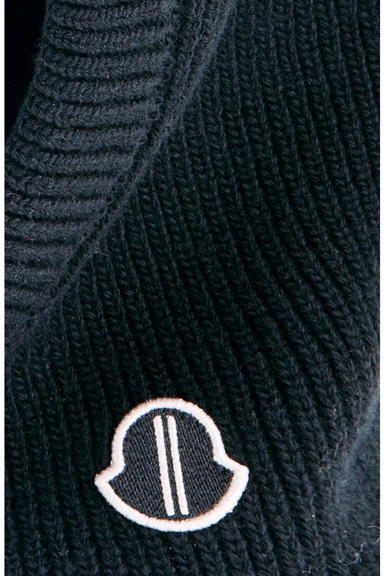 x Rick Owens Logo Patch Virgin Wool Balaclava, Alternate, color, BLACK