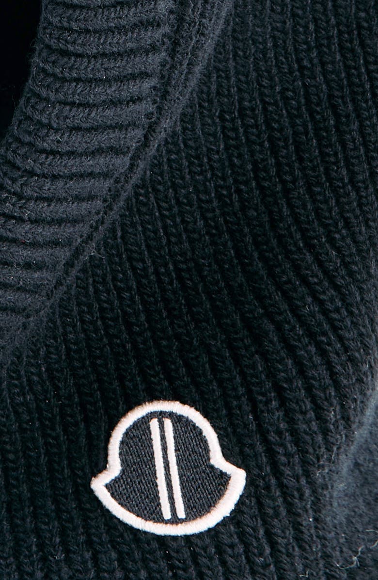 Moncler x Rick Owens Logo Patch Virgin Wool Balaclava, Alternate, color, Black