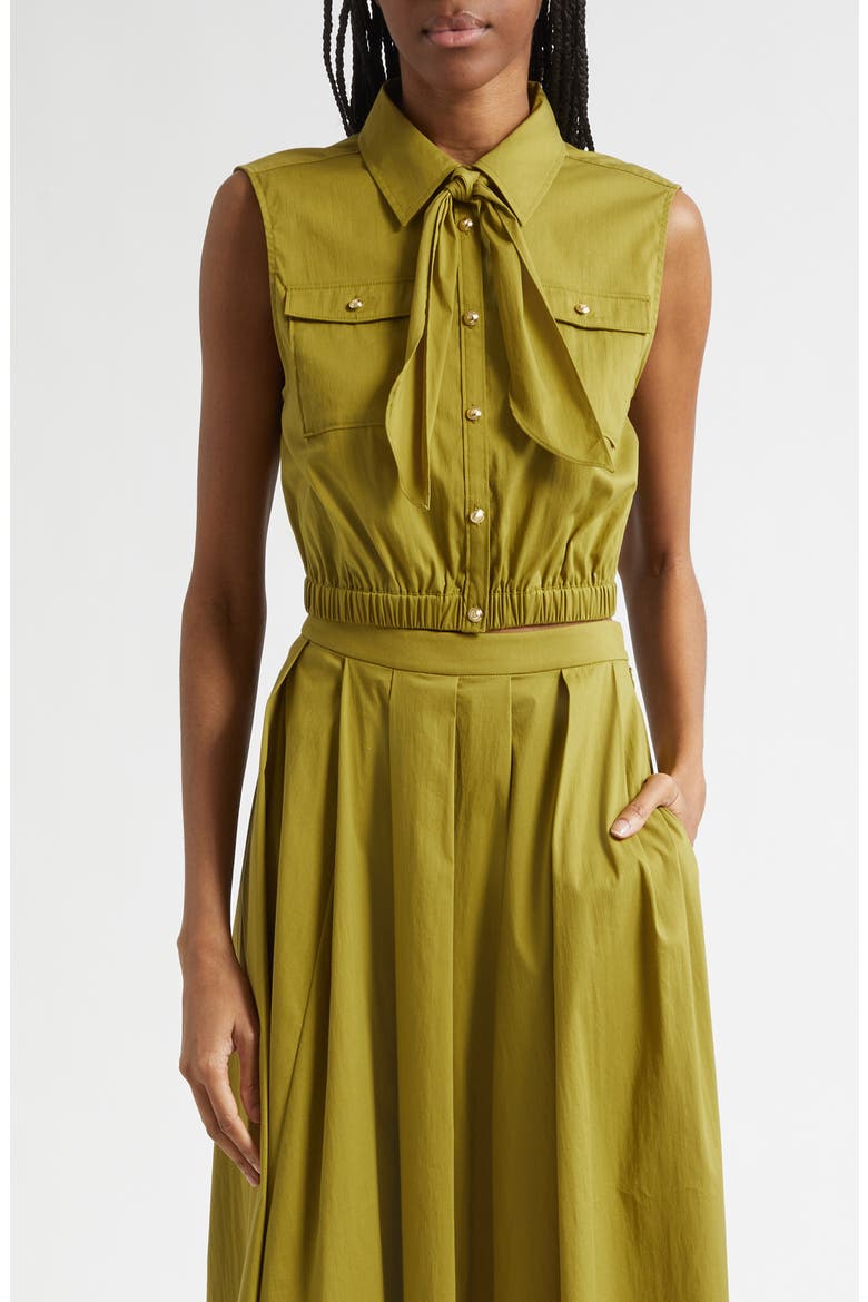 Lou Tie Cotton Blend Top, Main, color, DARK CARDAMOM