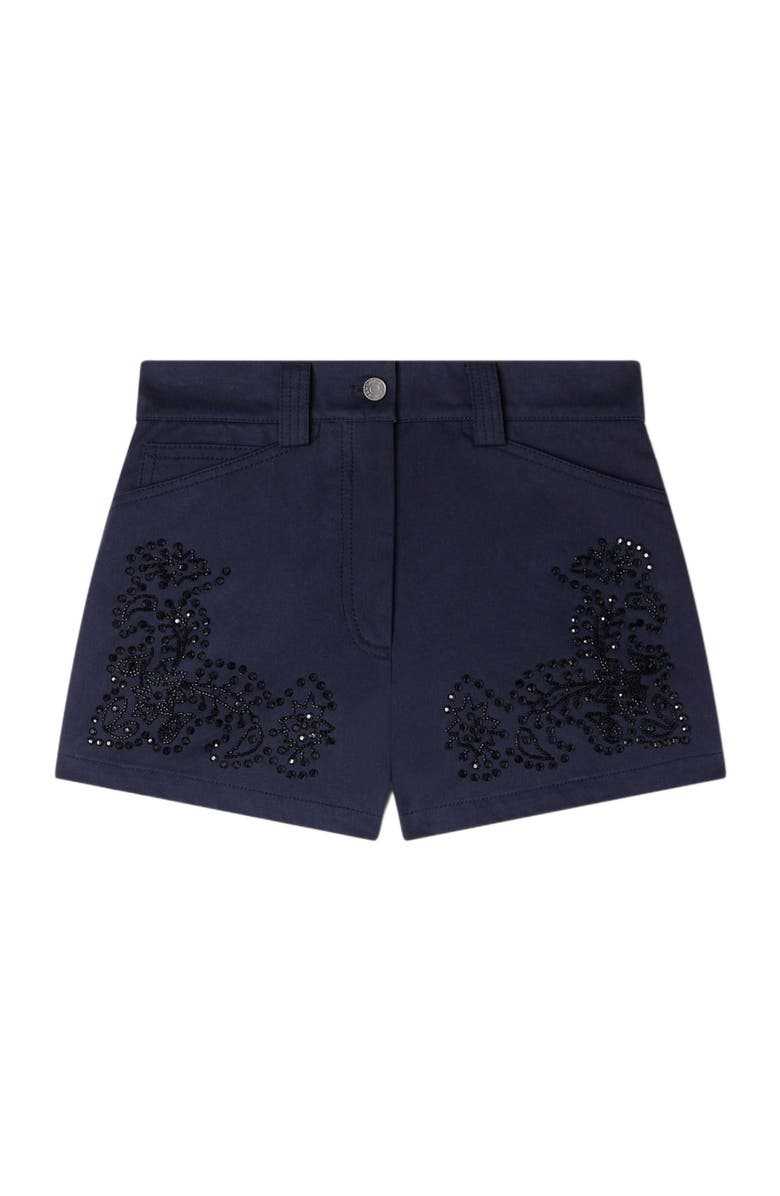 SANDRO Embroidered cotton shorts, Alternate, color, Navy Blue