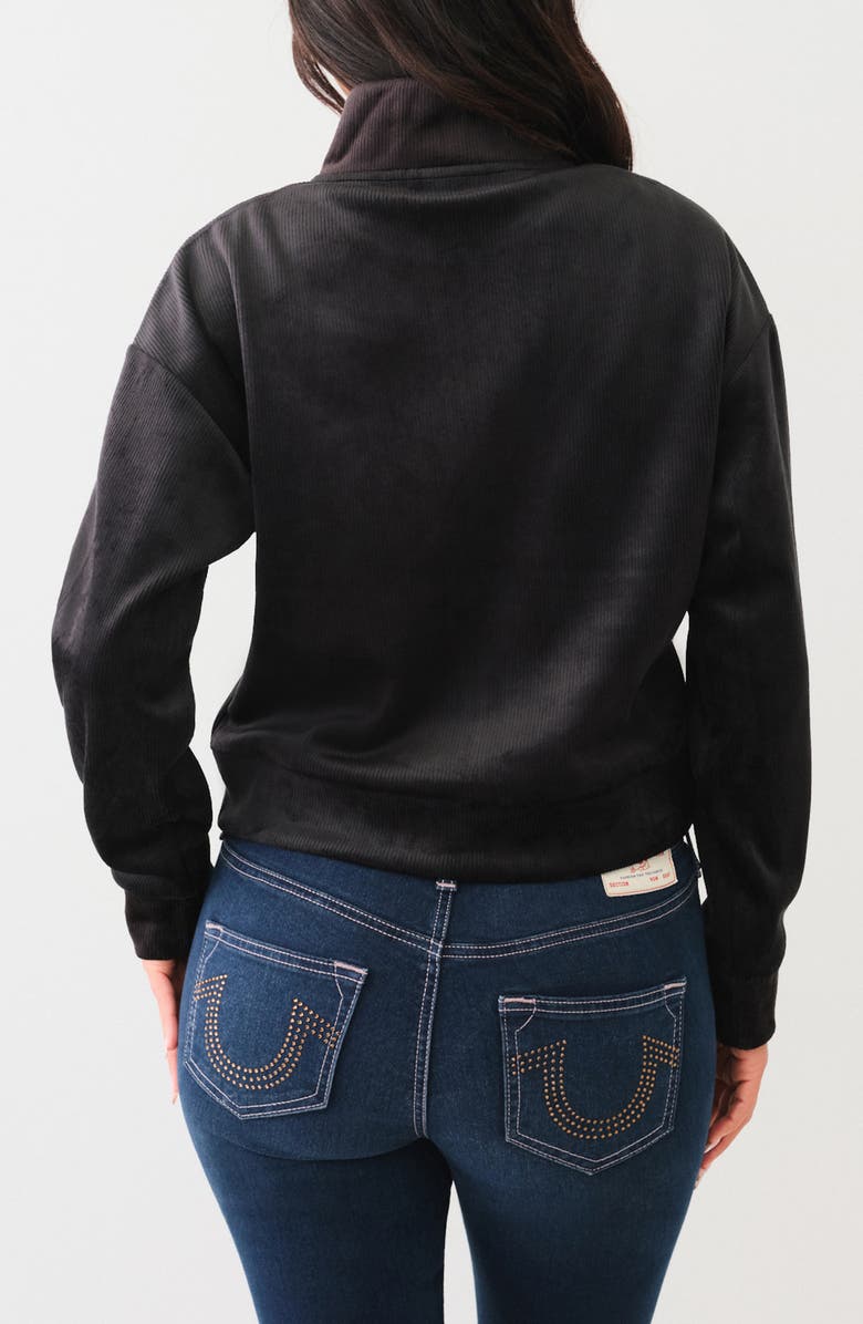 True Religion Rib Velour Zip Jacket, Alternate, color, Jet Black