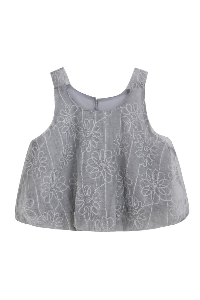 Floral Embroidered Short Set, Alternate, color, Grey