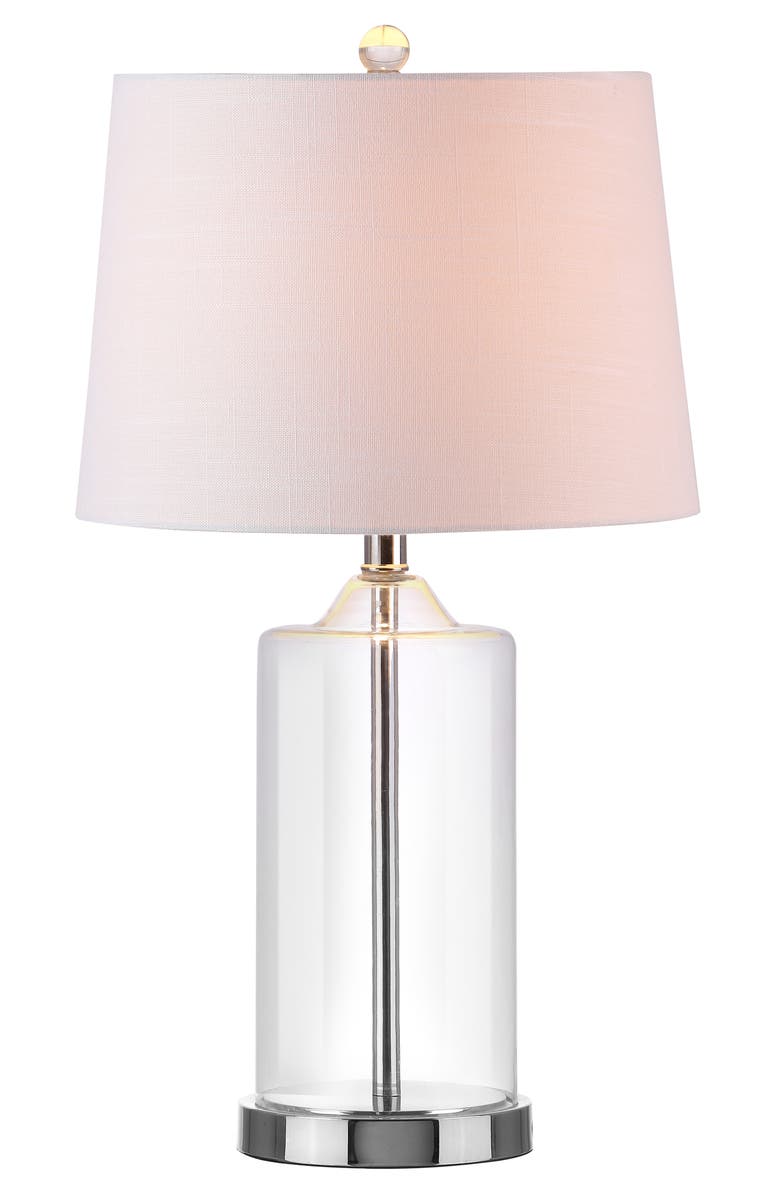 JONATHAN Y Walsh Glass LED Table Lamp, Alternate, color, Clear/Chrome