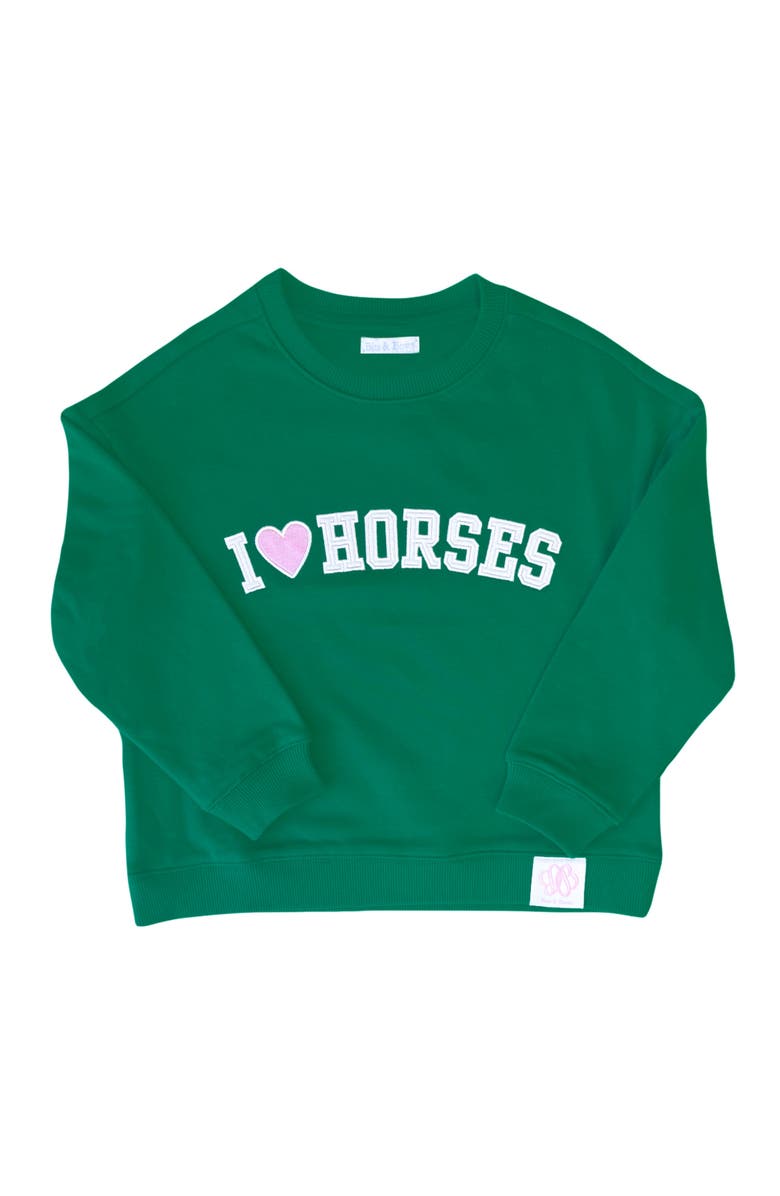 Bits & Bows I Heart Horses Sweatshirt, Main, color, Green
