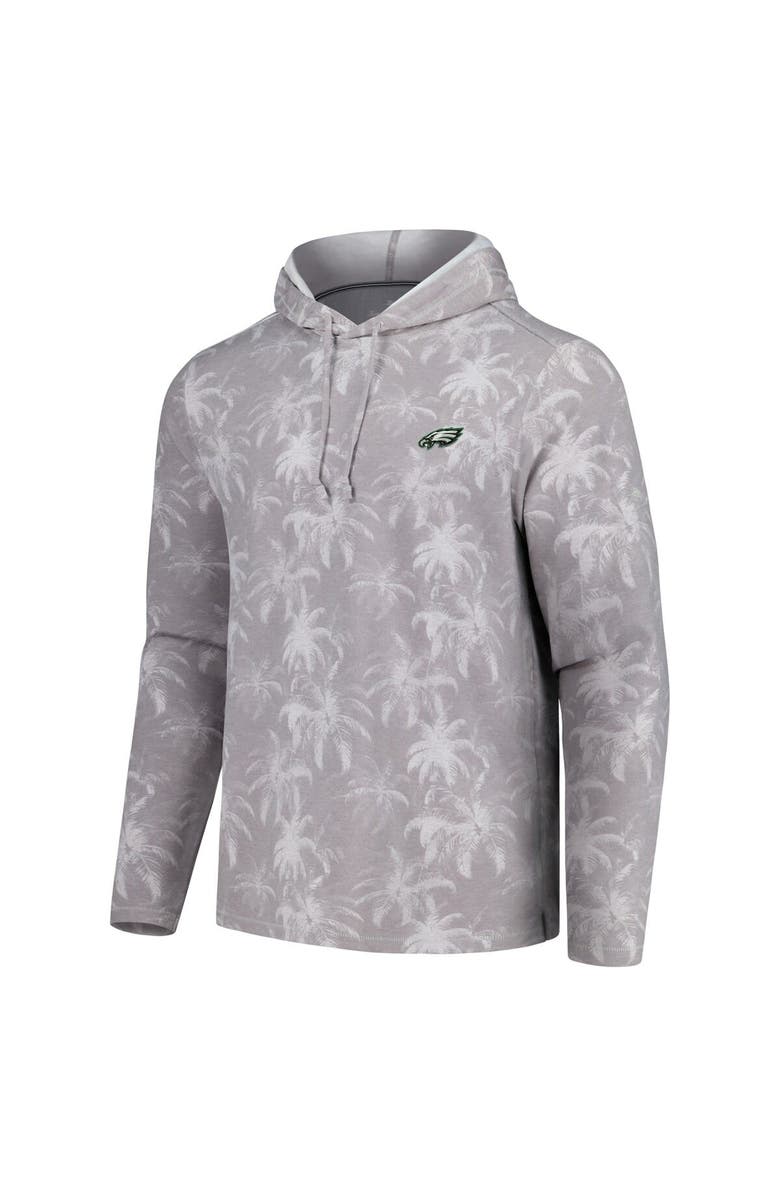 Tommy Bahama Men's Tommy Bahama Gray Philadelphia Eagles Palm Frenzy Hoodie Long Sleeve T-Shirt, Alternate, color, 