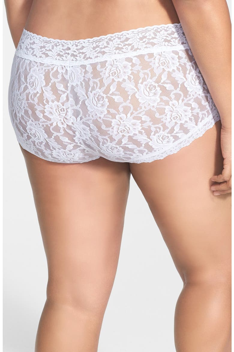 Stretch Lace Boyshorts, Alternate, color, WHITE