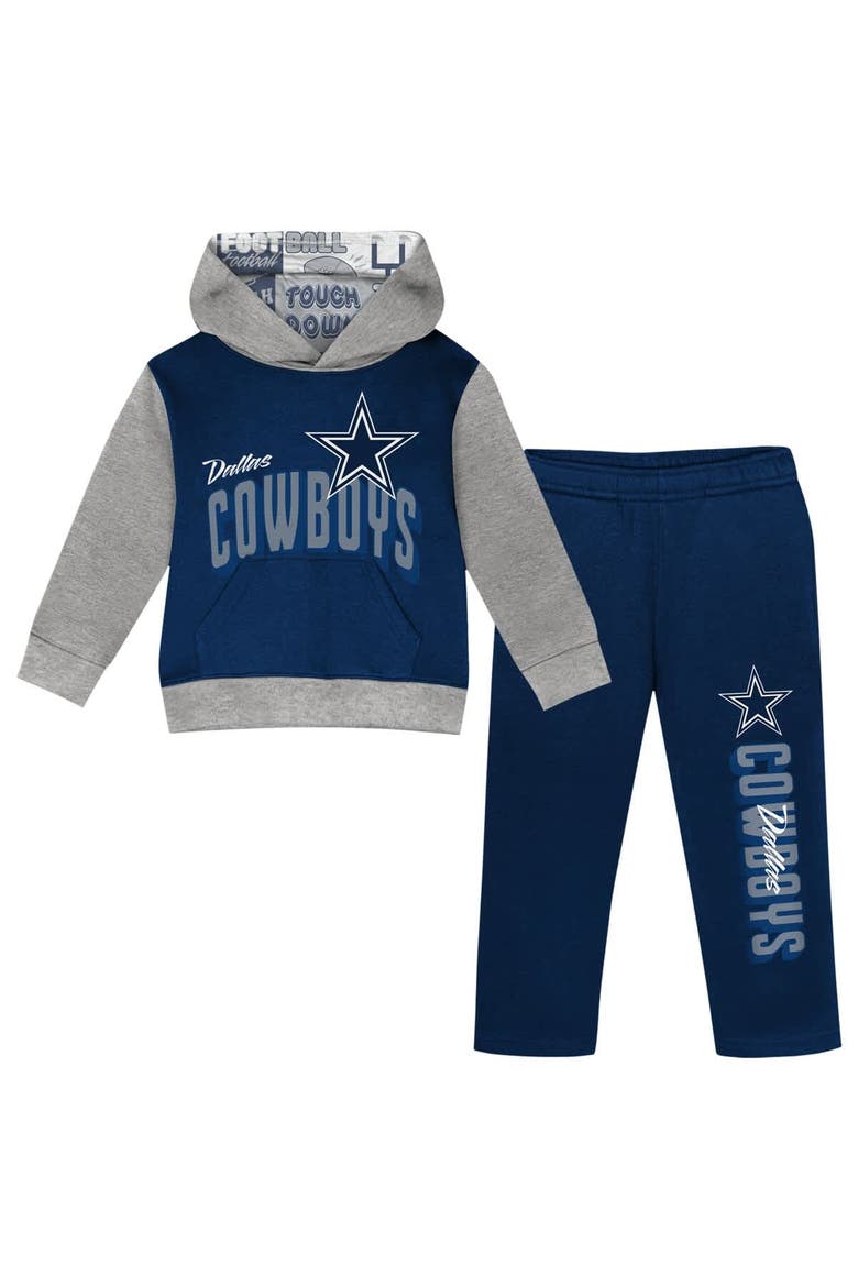 Toddler Dallas Cowboys Coin Toss Pullover Fleece Hoodie & Pants Set, Main, color, Navy