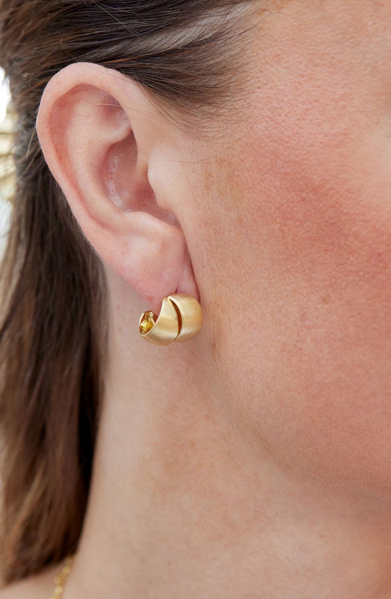 SAVVY CIE JEWELS Brushed Crossover Stud Earrings, Alternate, color, Yellow