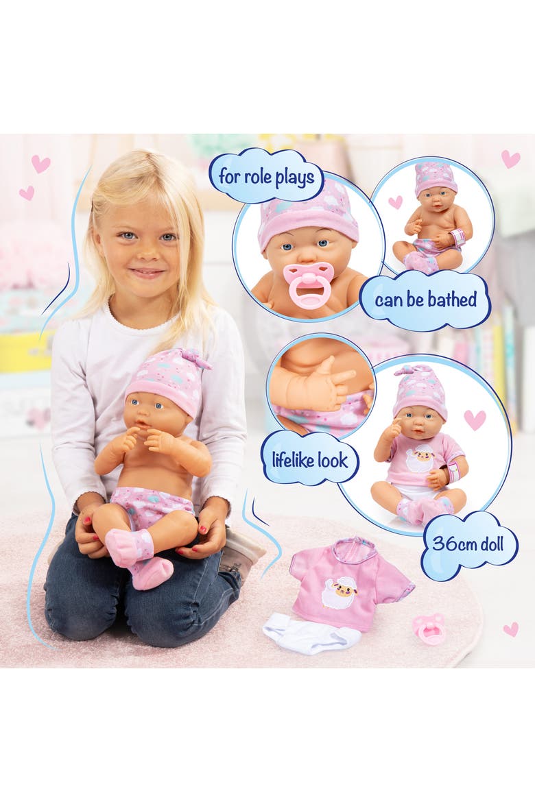 New Born Baby, Pink, Sheep with Outfit & Accessories, 15 Inch (38cm) Hard Body Doll, Alternate, color, Multicolored