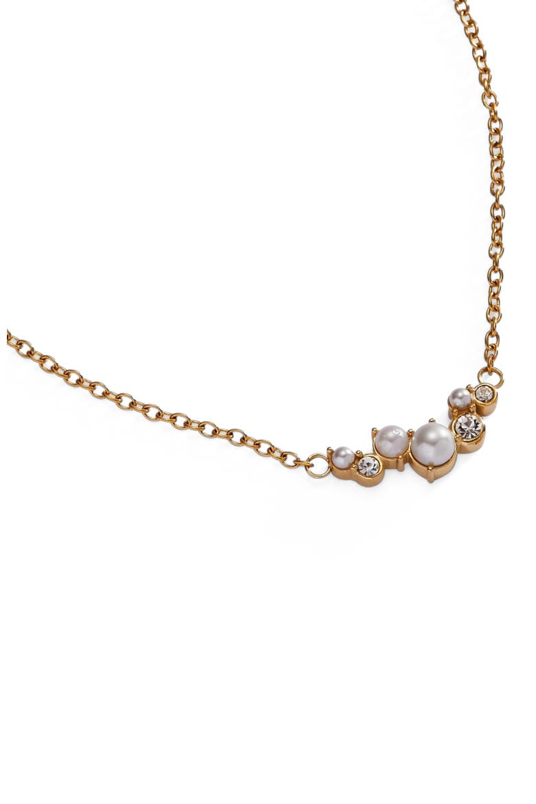 Pear and Crystal Inline Necklace, Alternate, color, Pearl