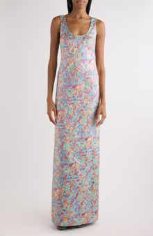 Floral Jacquard Lamé Blazer Column Dress