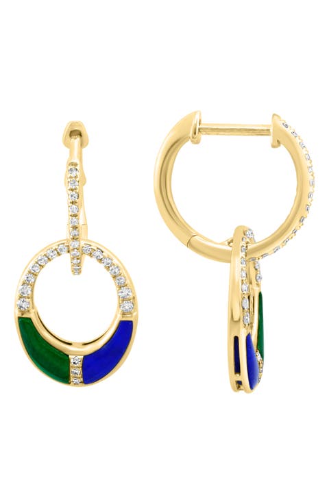 Lapis Lazuli & Diamond Drop Earrings - 0.22ct.