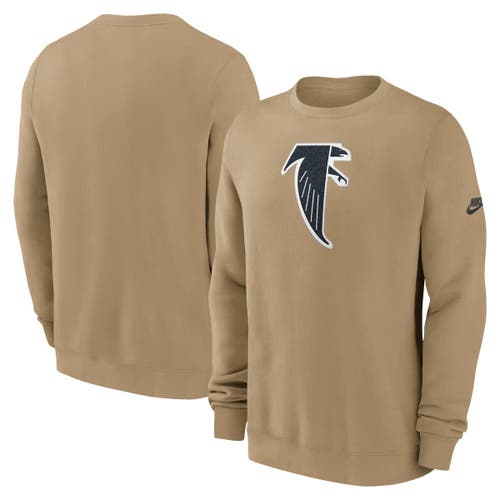 Nike Tan Atlanta Falcons Swing Pass Rewind Club Pullover Sweatshirt In Brown
