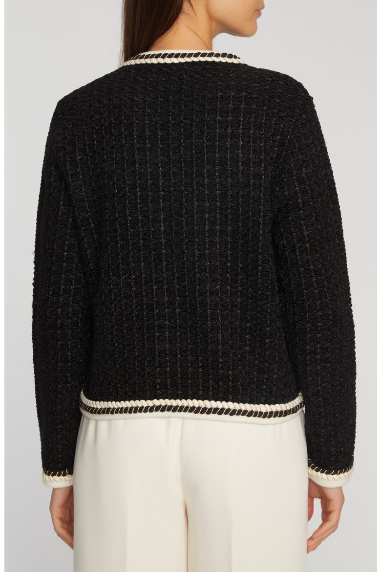 The Koka Metallic Cardigan, Alternate, color, NOIR BLACK/ SKY WHITE