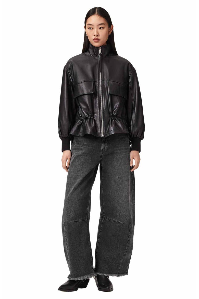 Payton Barrel Leg Jeans, Alternate, color, WASHED BLACK