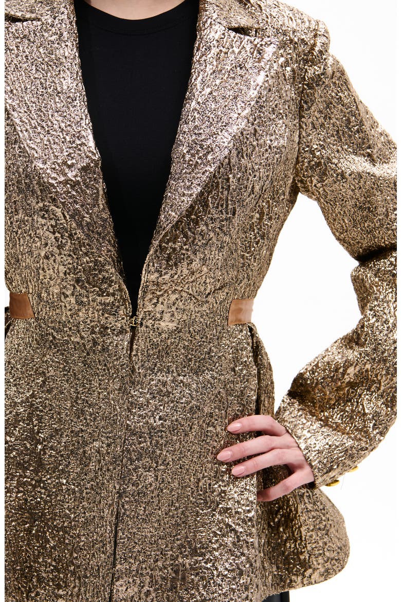 Metallic Peplum Blazer, Alternate, color, DENIM