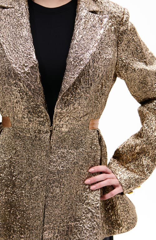 Azalea Wang Metallic Peplum Blazer In Gold