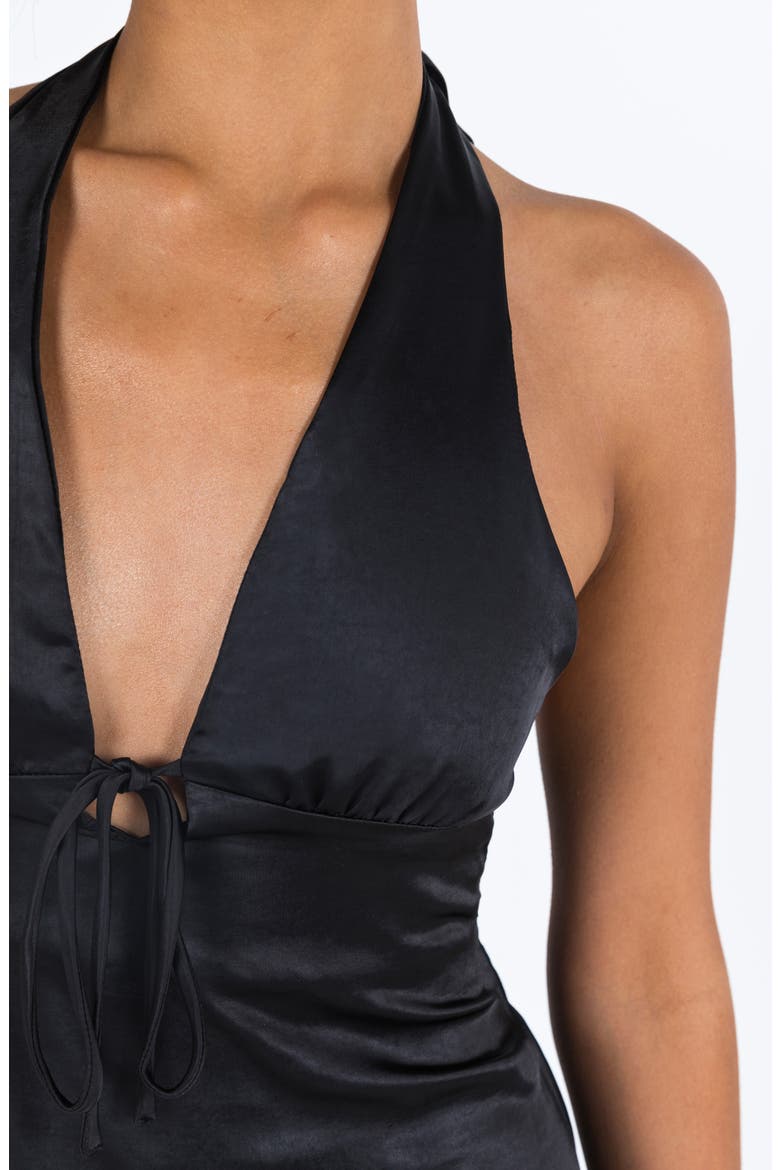 lanier mini dress Princess Polly Women's Lanier Satin Halter Minidress - Black