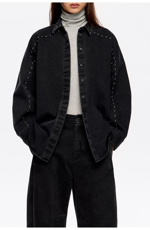 Bimba Y Lola Studded Denim Shirt In Black