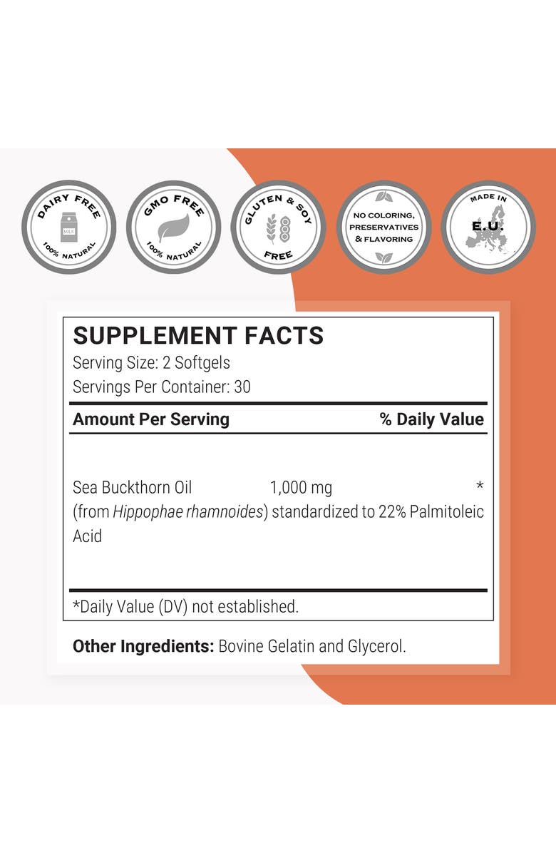 SuperSmart Sea Buckthorn Extract 1000mg, Alternate, color, NO COLOR