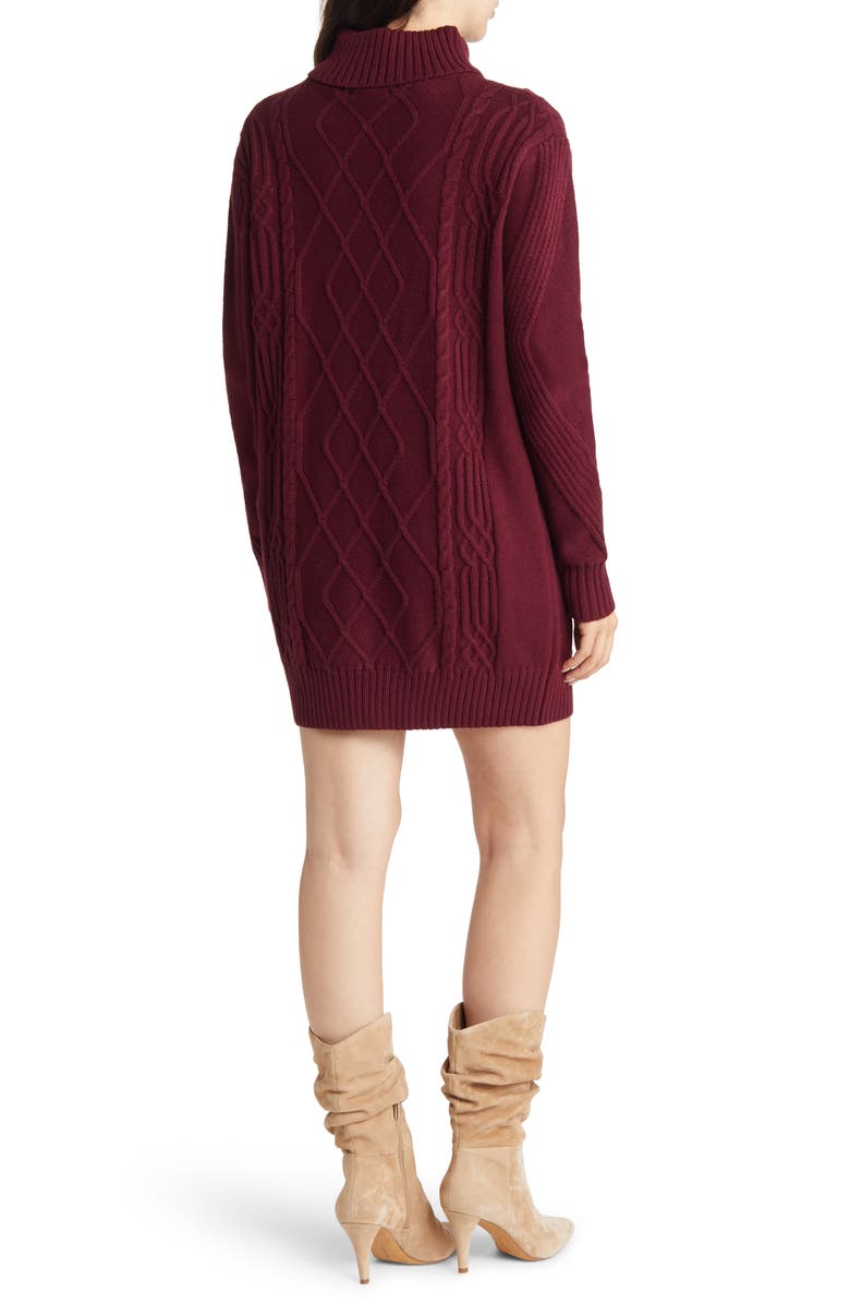 Lulus Cuddle Up Close Long Sleeve Cable Sweater Dress, Alternate, color, 