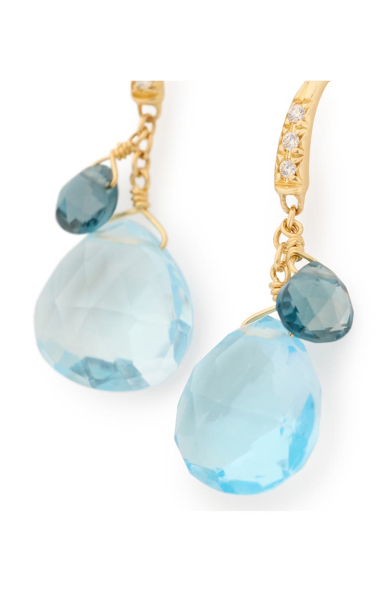 Marco Bicego Paradise 18K Gold Diamond & Blue Topaz Drop Earrings, Alternate, color, 18K Gold
