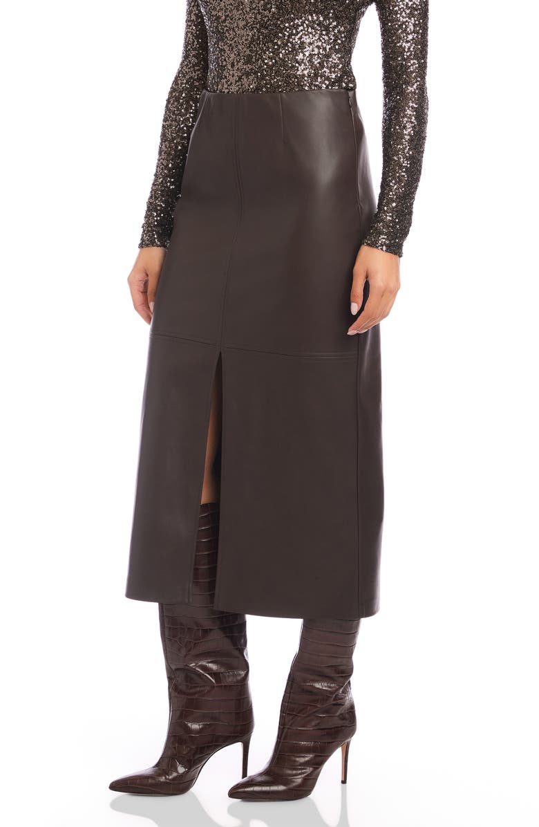 FIFTEEN TWENTY Kaia Faux Leather Midi Skirt, Alternate, color,