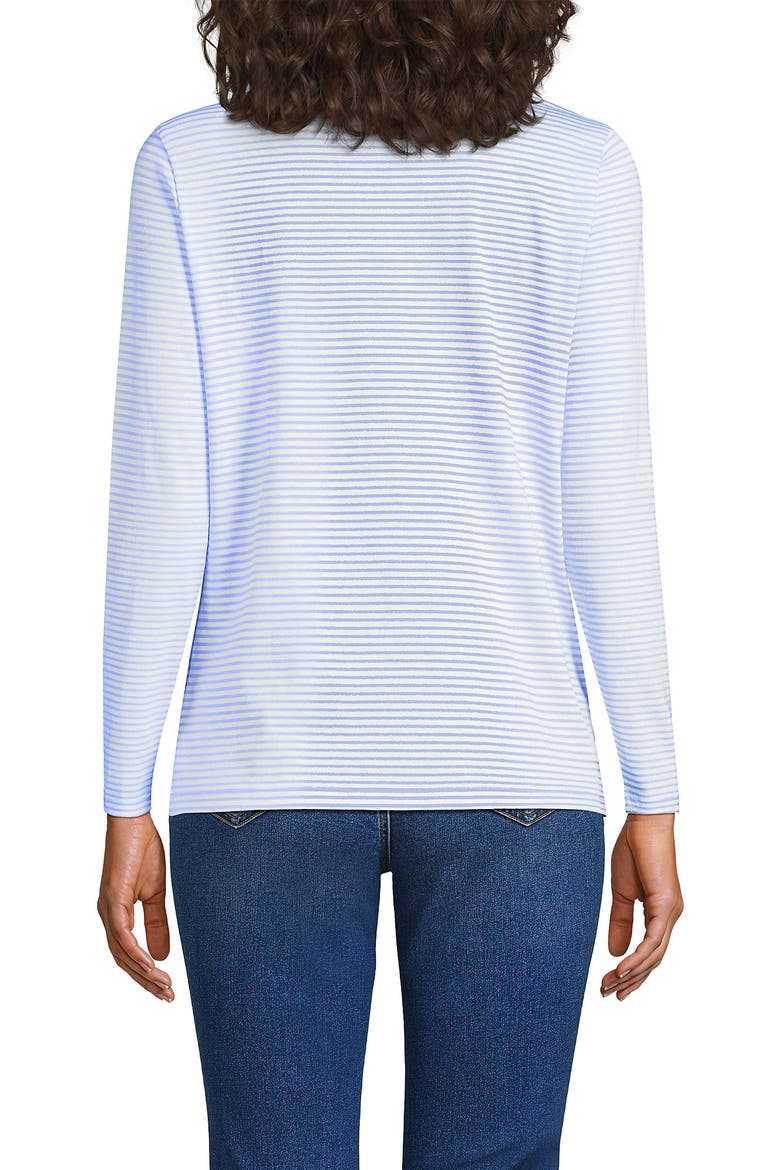 Supima Cotton Long Sleeve Crewneck T-Shirt, Alternate, color, Light Sea Blue Micro Stripe