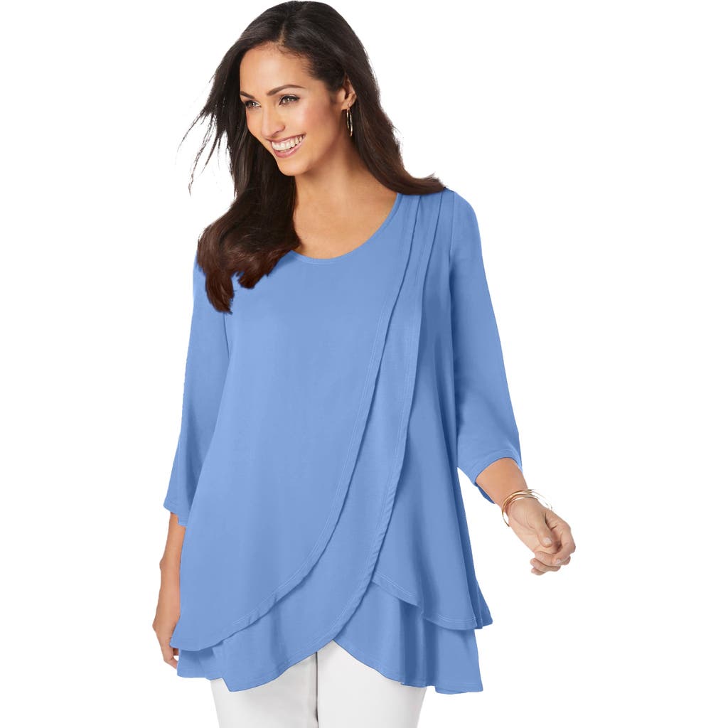 Jessica London Double Layer Tunic In Blue