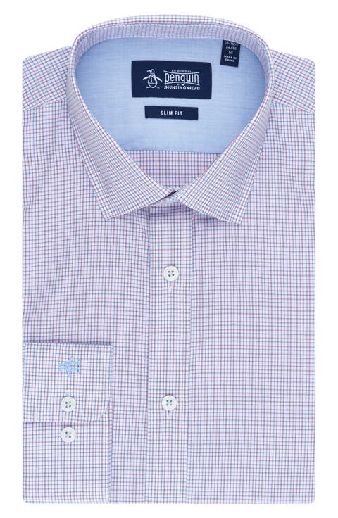Mini Check Print Slim Fit Dress Shirt