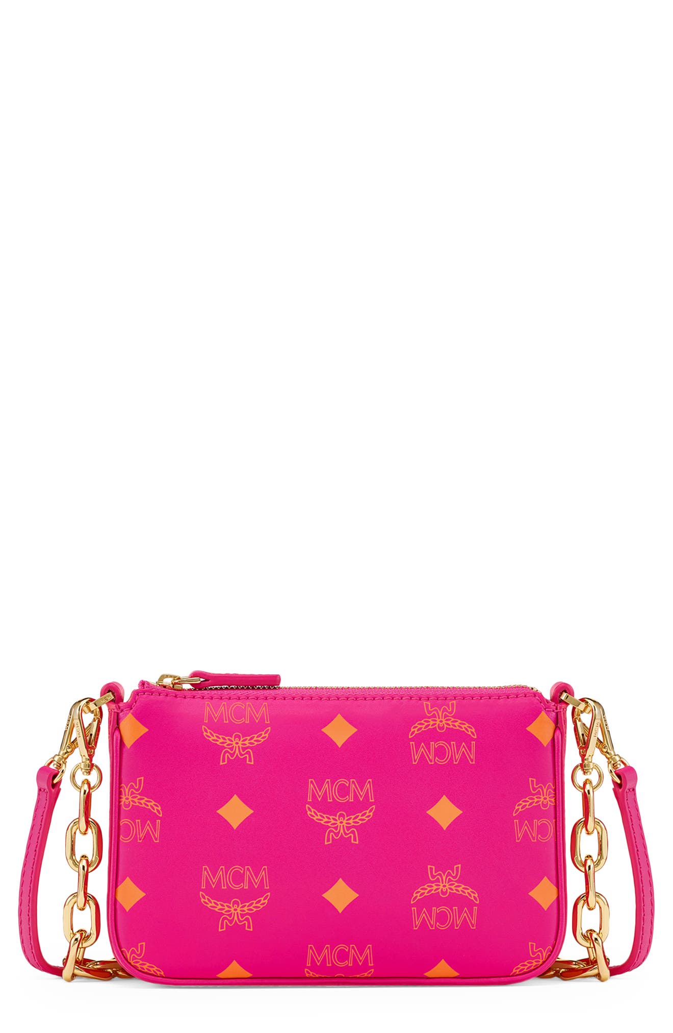 Mini Color Splash Logo Shoulder Bag, Main, color, FUCHSIA PINK
