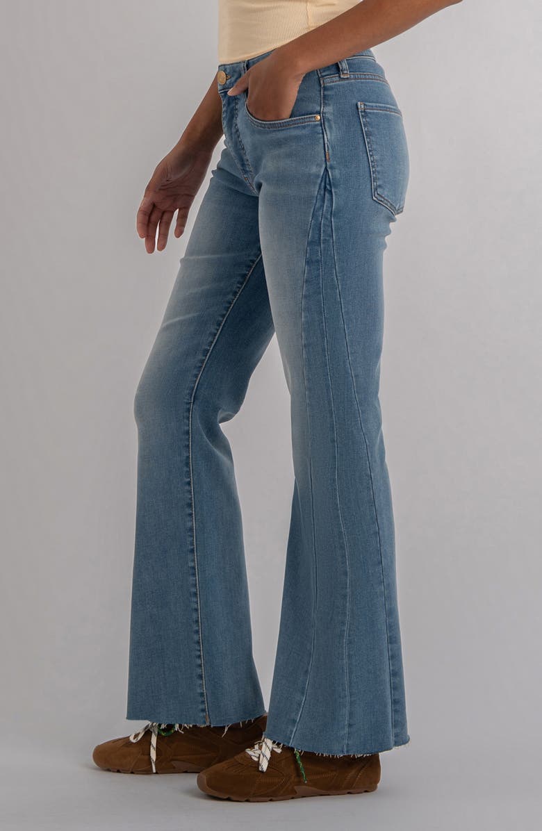 KUT from the Kloth Kelly Raw Hem High Waist Kick Flare Jeans, Alternate, color, Zest