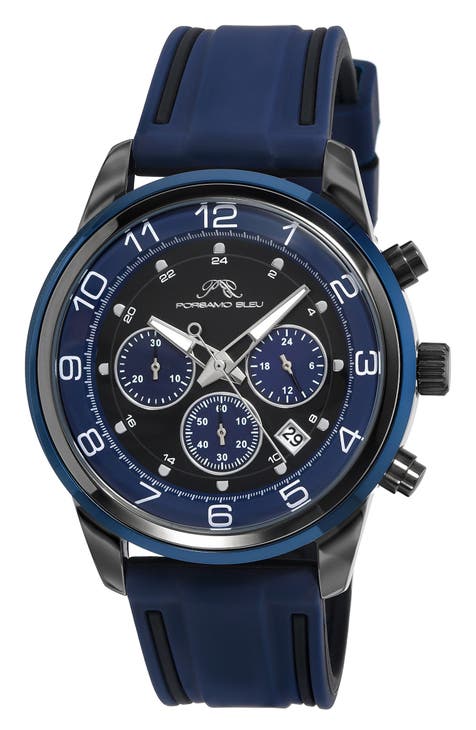 Men's Arthur Chronograph Silicone Strap Watch, 44mm