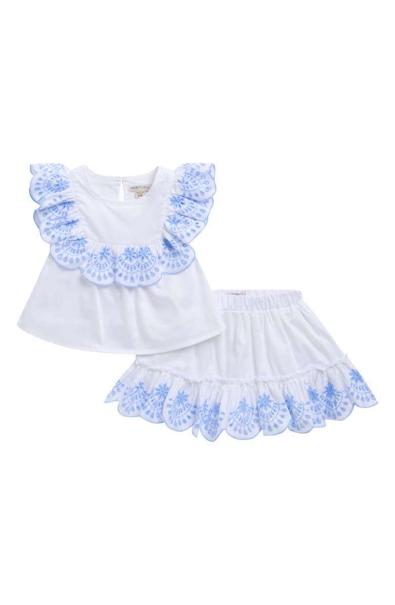 Habitual Kids Eyelet Embroidery Top & Skirt Set, Main, color, Blue