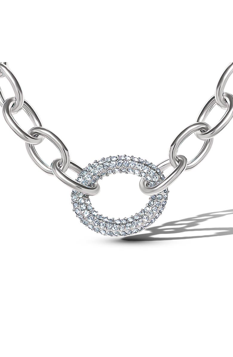 Jessica Simpson Silver-Tone Oval Pavé Link Statement Necklace, Main, color, Silver