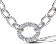 Jessica Simpson Silver-Tone Oval Pavé Link Statement Necklace