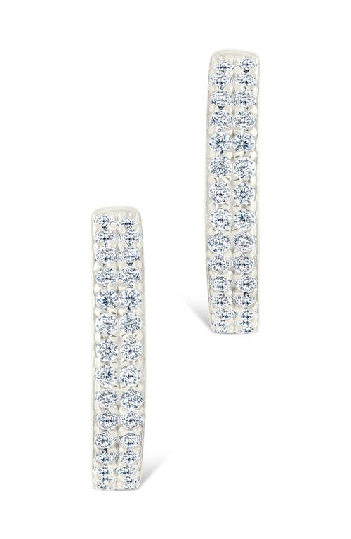Sterling Forever Emerson Cubic Zirconia Hoop Earrings In Blue