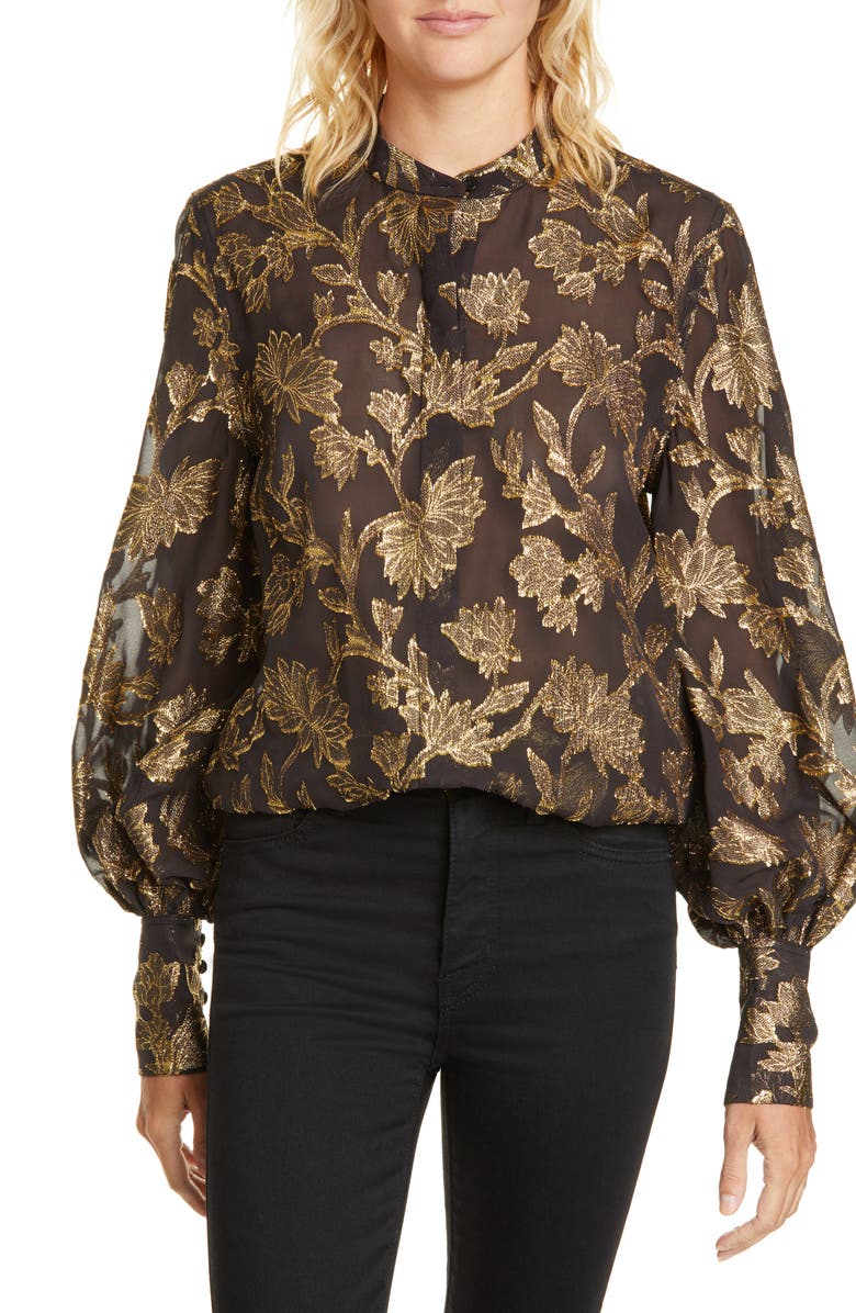 Equipment Boleyn Metallic Jacquard Silk Blouse, Main, color,