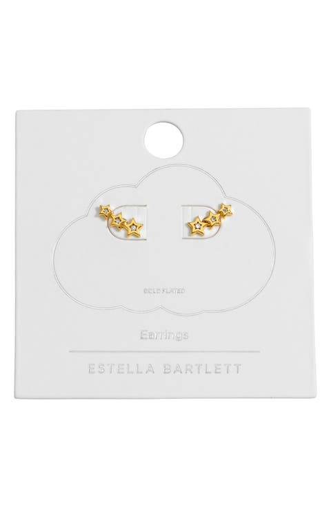 Cubic Zirconia Star Ear Crawler Earrings