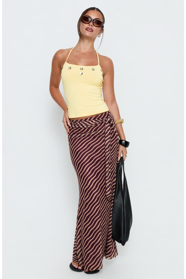 Caviar Stripe Tie Waist Maxi Skirt, Alternate, color, BROWN STRIPE