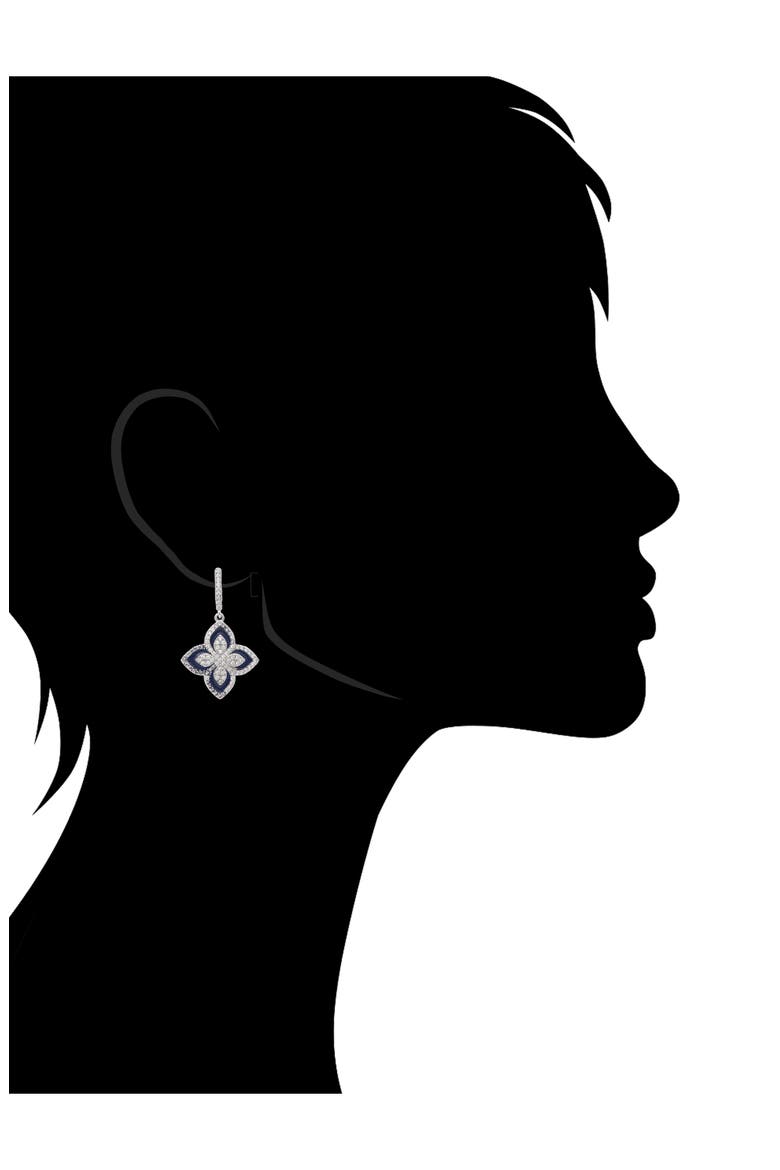Enamel & Cubic Zirconia Flower Drop Earrings, Alternate, color, GOLD / NAVY