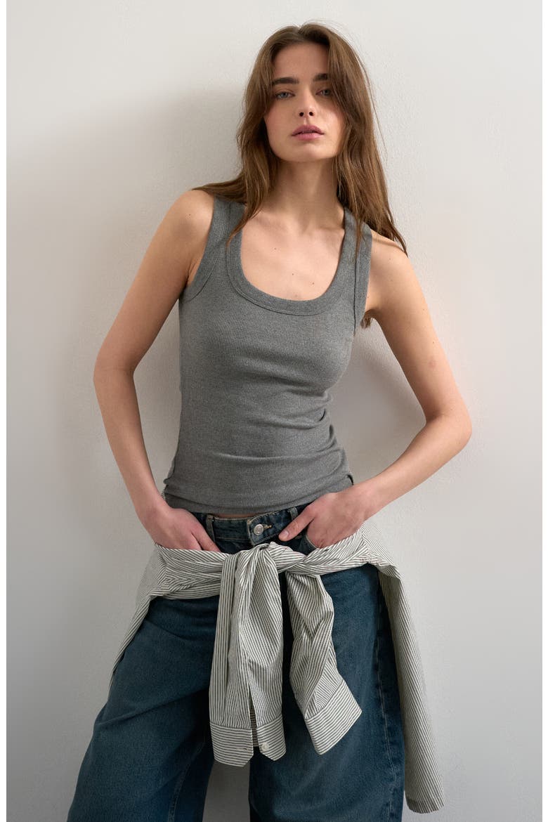 Scoop Neck Rib Tank, Main, color, GREY