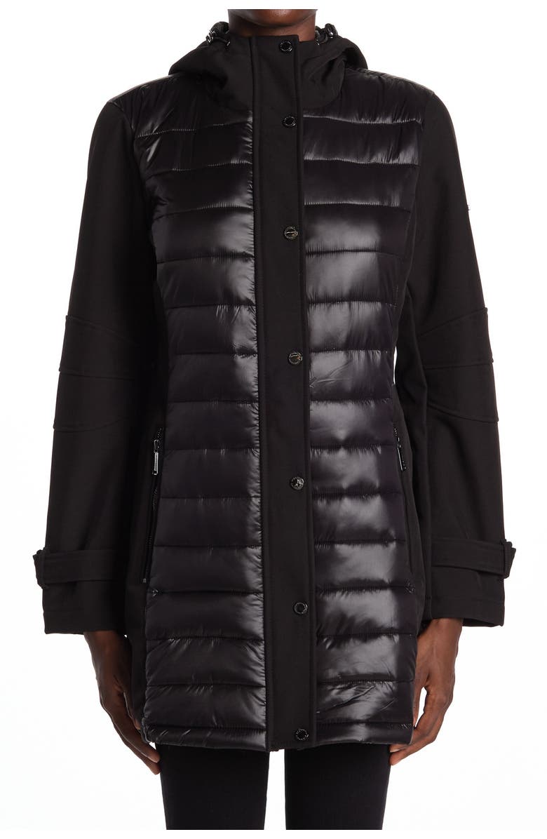 BCBG Mixed Media Puffer Jacket, Alternate, color, 