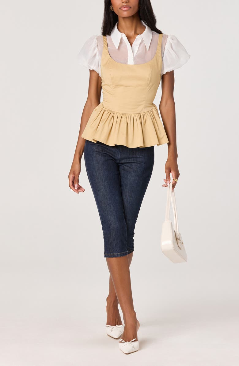 ASTR the Label Carrington Layered Peplum Top, Alternate, color, Khaki White