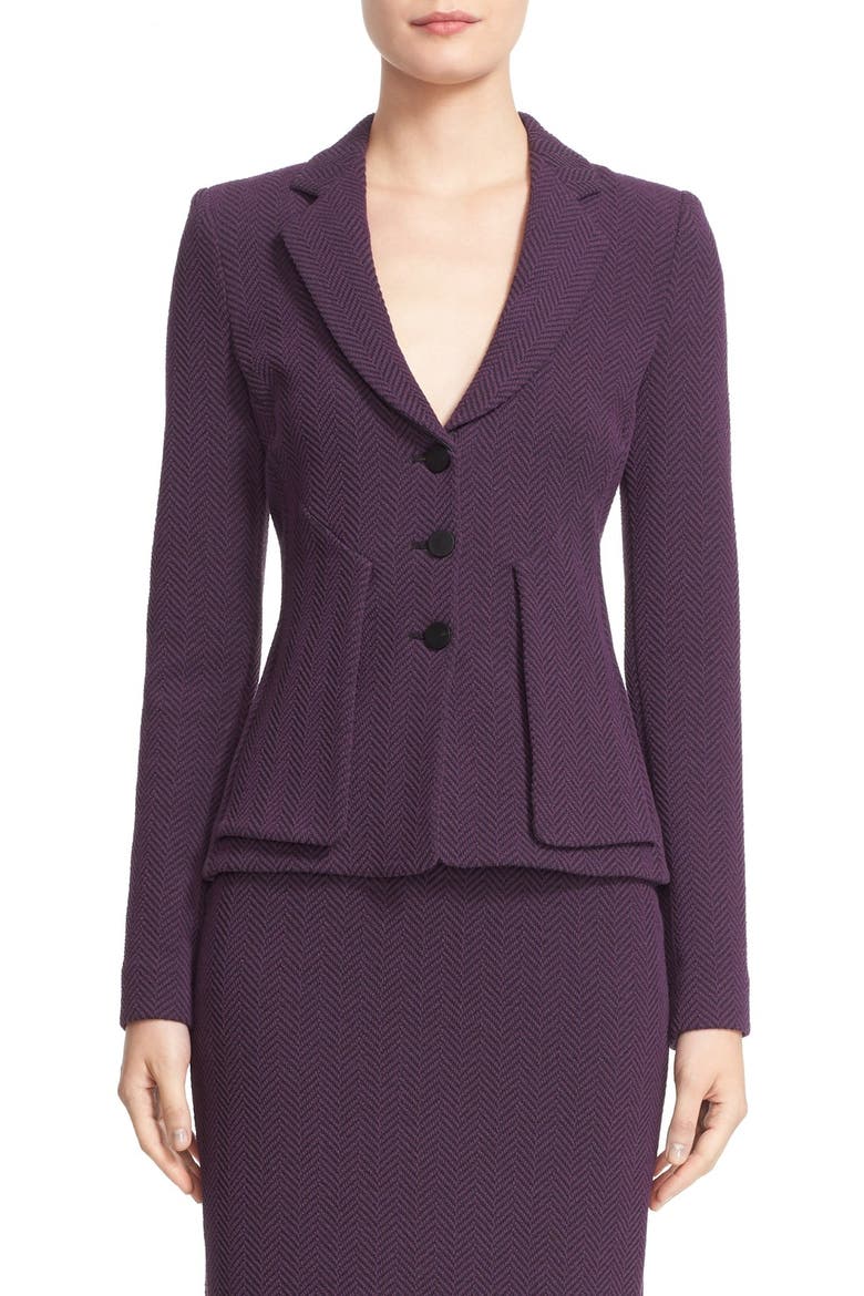 Chevron Jersey Blazer, Main, color, PLUM/ GREY