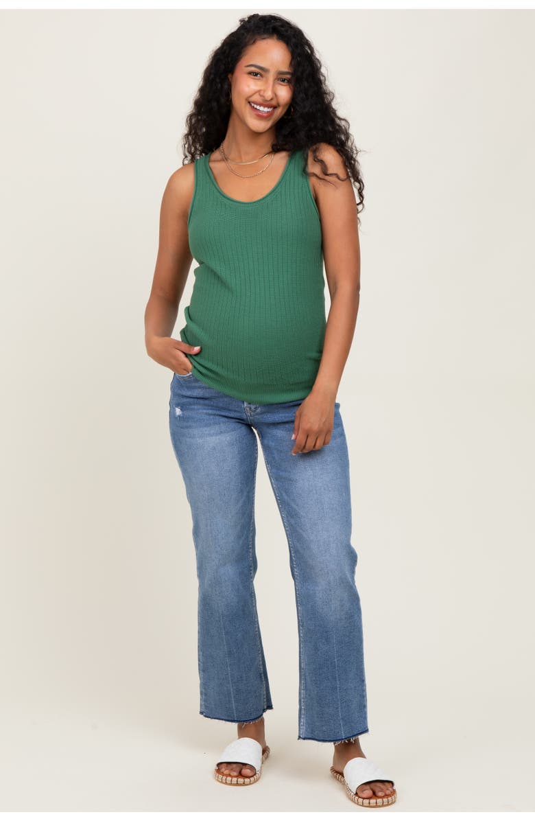 PinkBlush High Rise Raw Hem Ankle Straight Maternity Jeans, Main, color, Blue