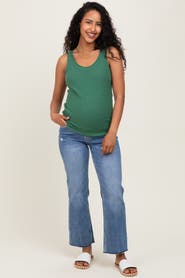PinkBlush High Rise Raw Hem Ankle Straight Maternity Jeans