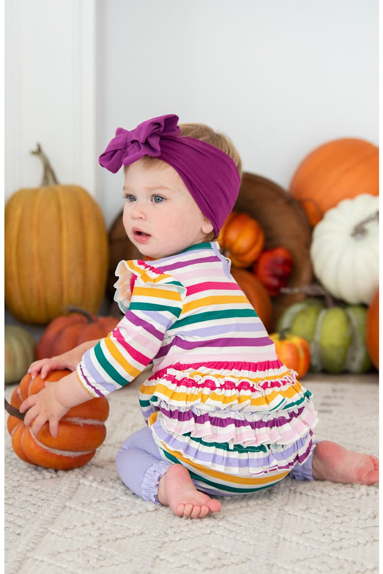 Colorful Rainbow Stripe Bodysuit, Alternate, color, WHITE