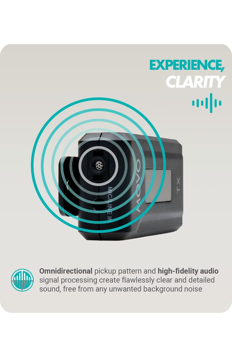 MOVO WMX-2-L Wireless Microphone for iPhone with Charging Case, Alternate, color, Black